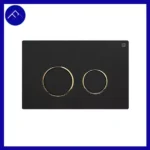 کلید تخلیه توکار مدل گرد مشکی مات با رینگ طلایی