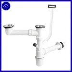 سیفون دو لگنه ظرفشویی با سرریز و خروجی لباسشویی