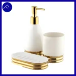 سرویس 3 پارچه ساتین سفید طلایی